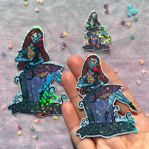 💜✨ Sally nightmare before Christmas holographic glitter Halloween sticker 3” - Picture 3 of 6